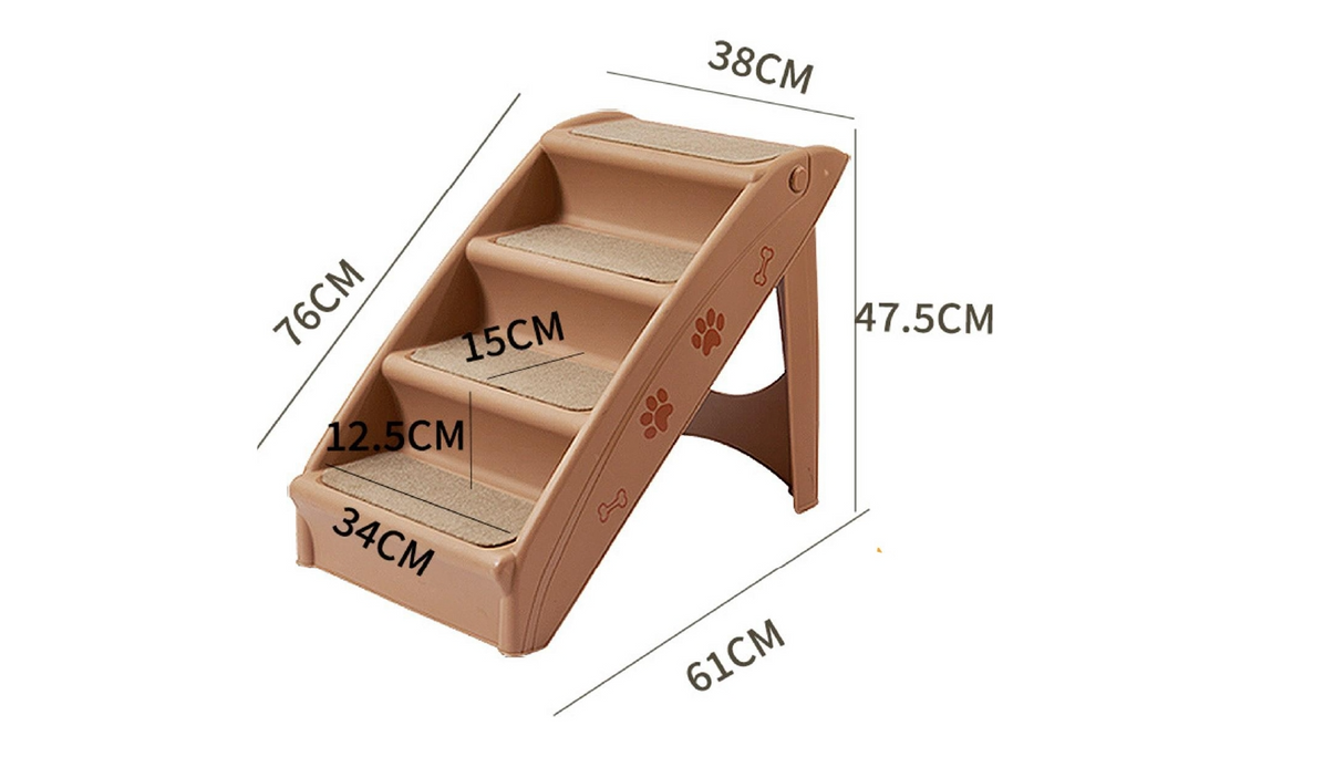Furbulous Foldable Lightweight Pet Stairs Ladder - Brown