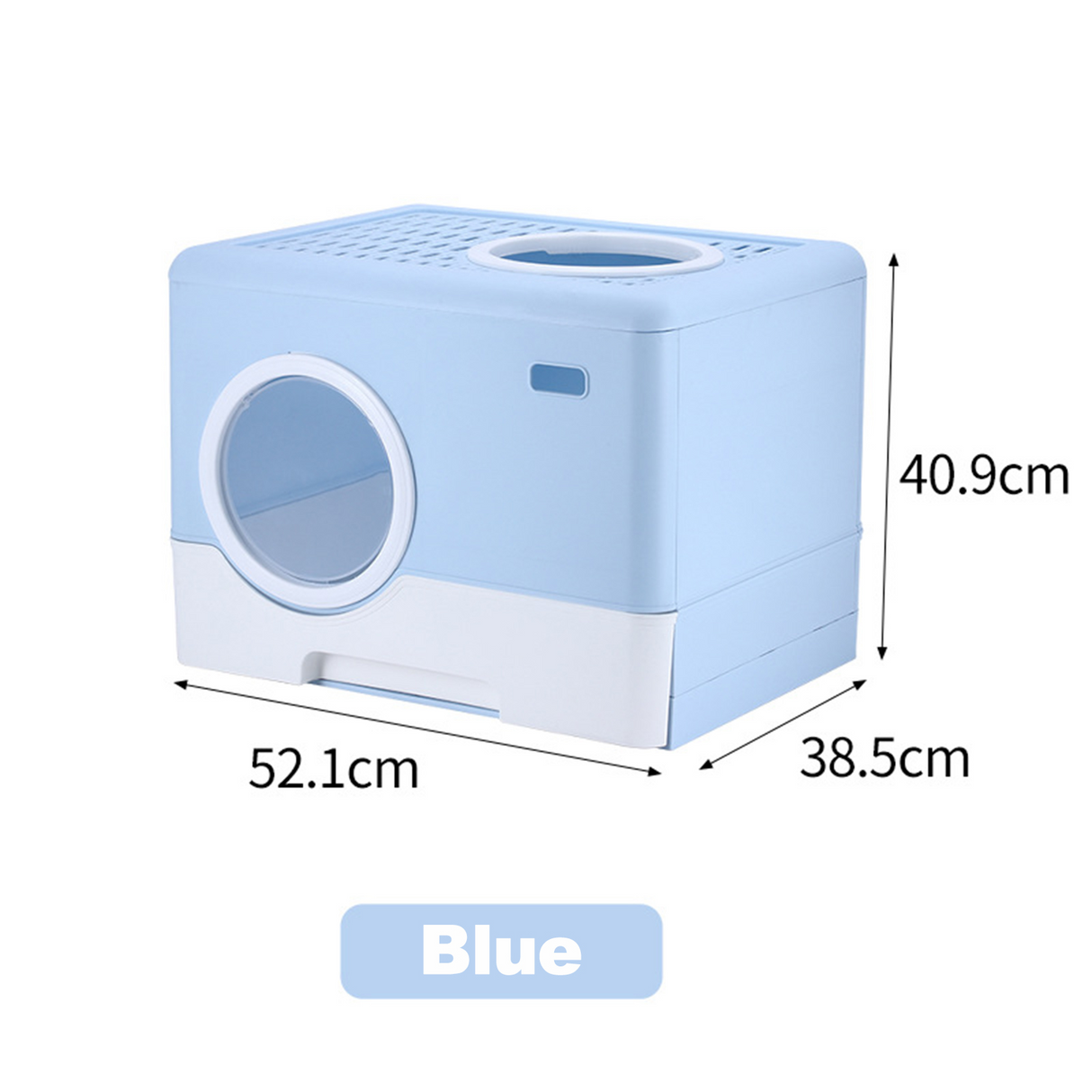 Furbulous Camera Shape Anti-Splashing Enclosed Cat Drawer Litter Box - Blue