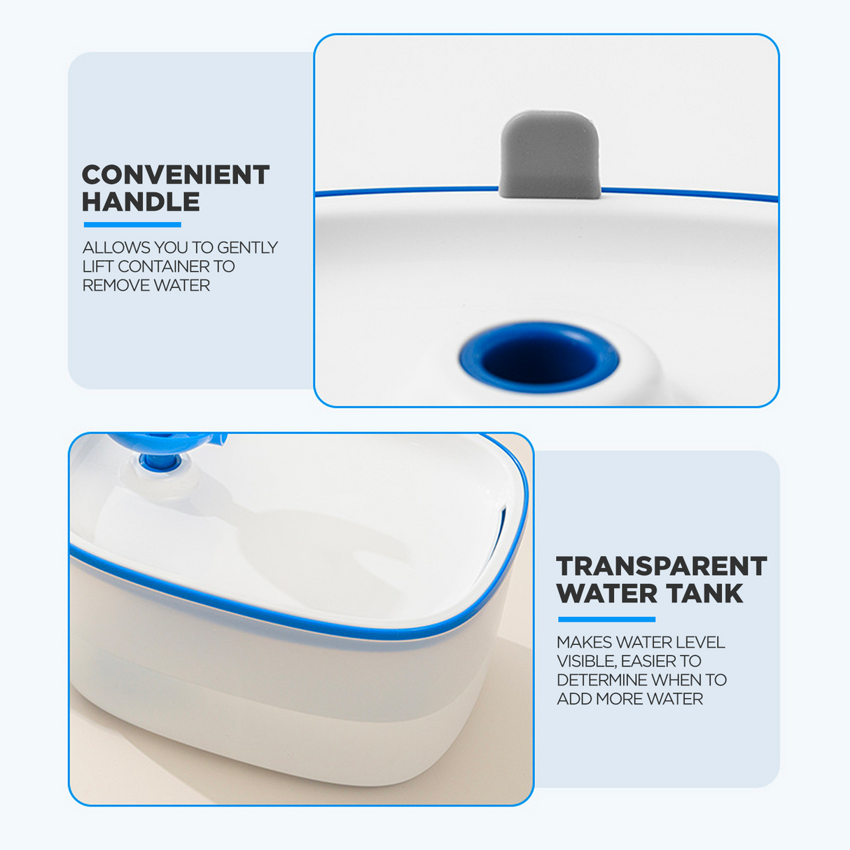 Furbulous 2.5L Cat Water Fountain, Automatic Pet Drinking Fountain Dispenser - Blue