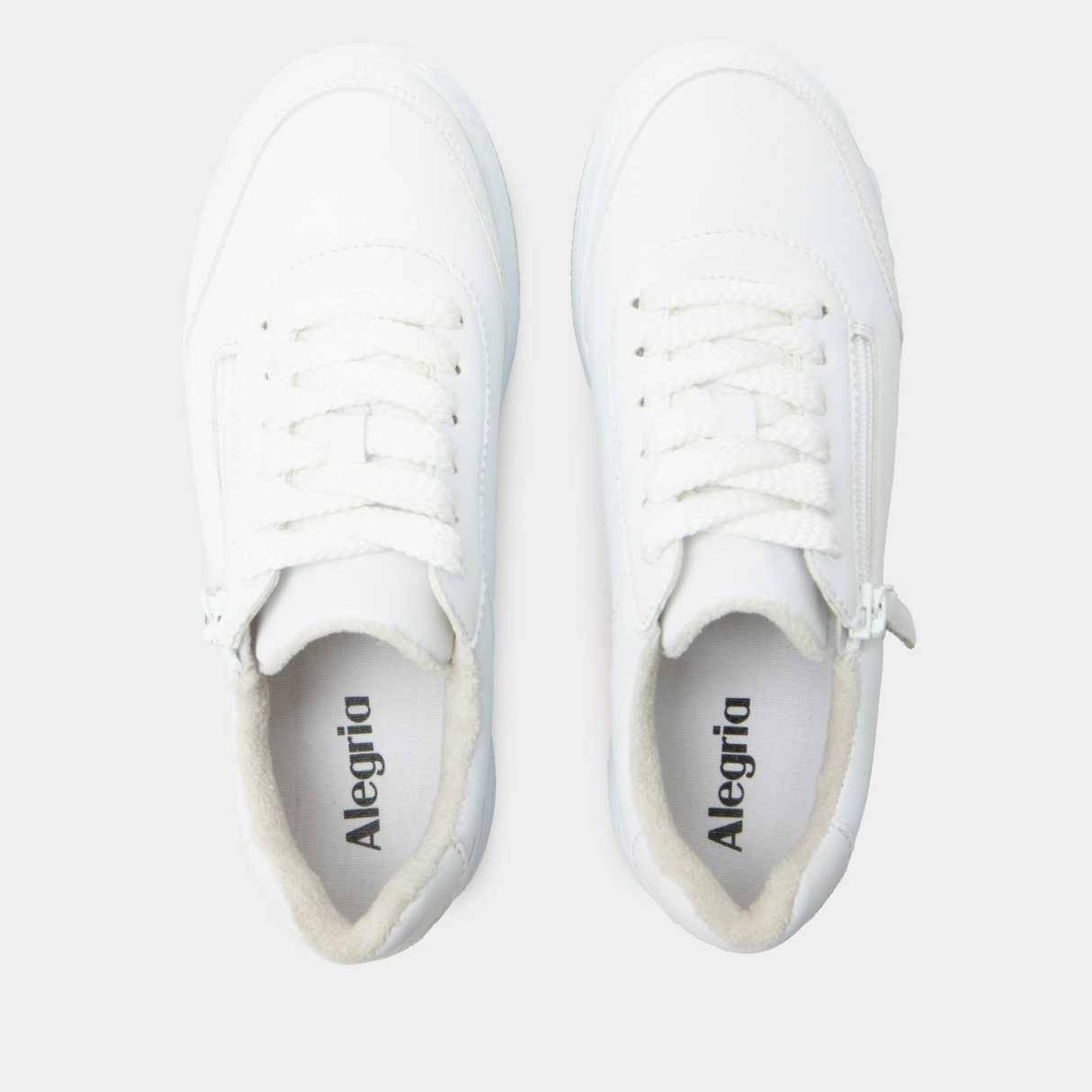 Alegria Averie Retro Classic Sneakers w/ Side Zip - White (Everyday Walking Shoes)