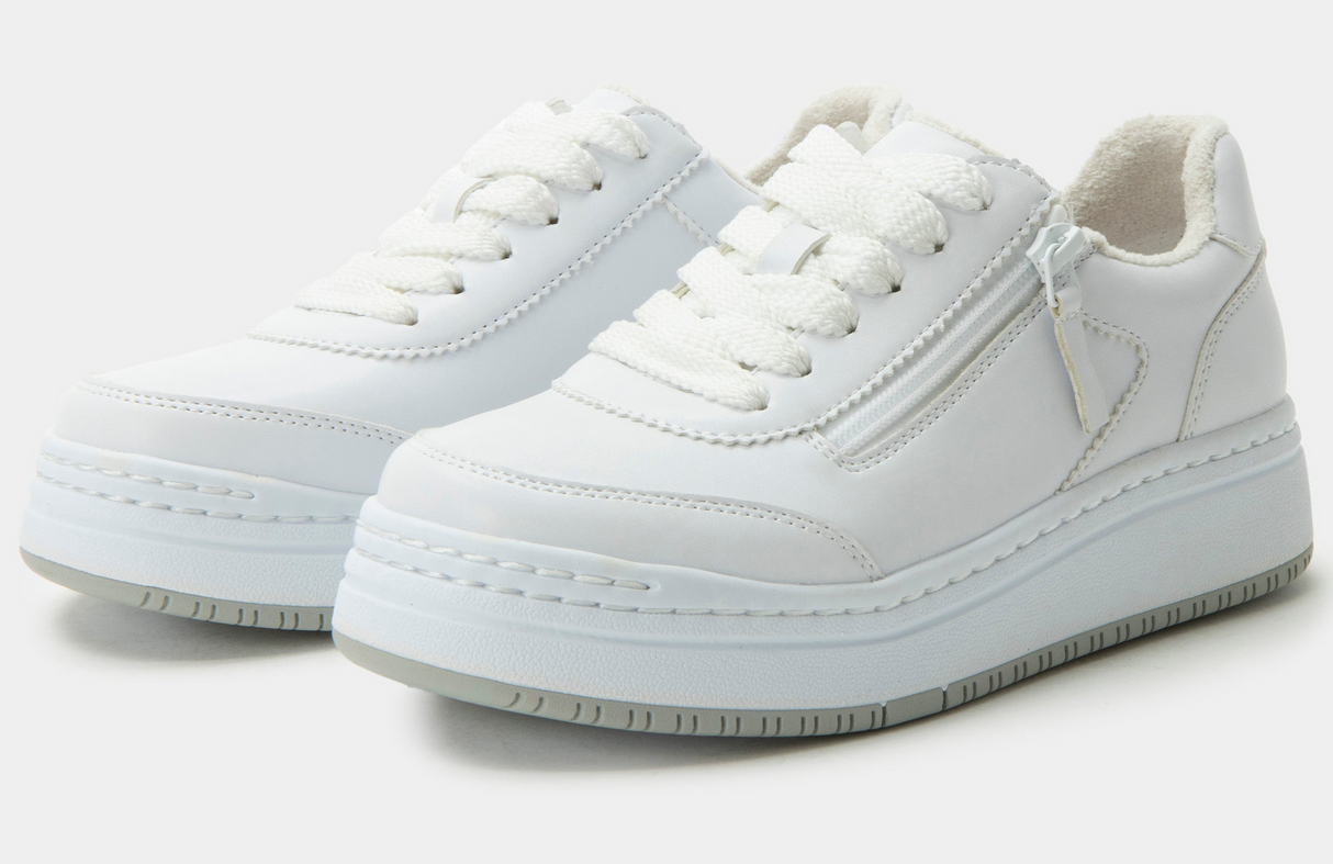 Alegria Averie Retro Classic Sneakers w/ Side Zip - White (Everyday Walking Shoes)