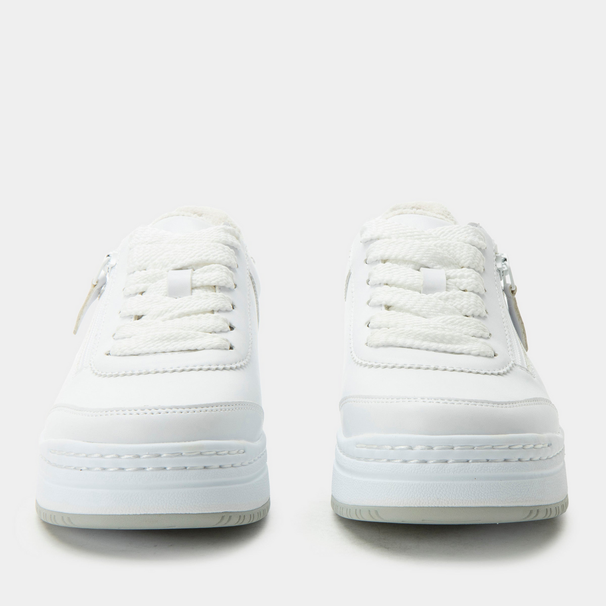 Alegria Averie Retro Classic Sneakers w/ Side Zip - White (Everyday Walking Shoes)