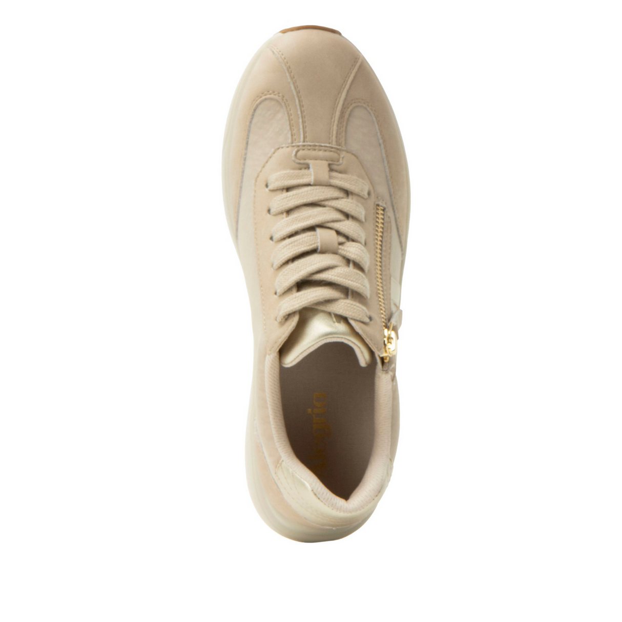 Alegria Eazeer Womens Athletic Shoes - Beige (Hiking Sneakers w/ Side Zip)