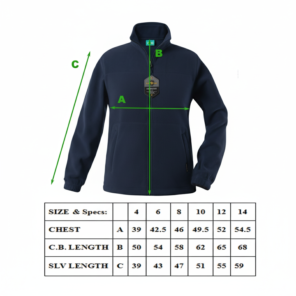 Kids Polar Fleece Full Zip Jumper Jacket Winter Warm in Navy Blue