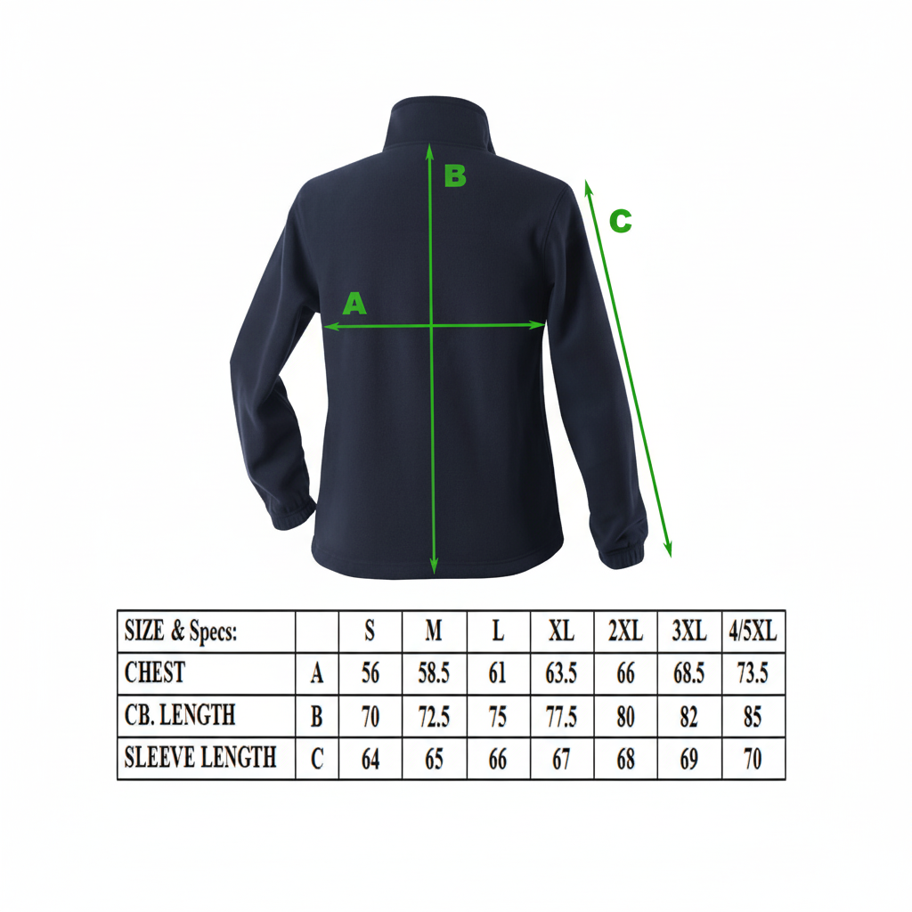 Mens Polar Fleece Full Zip Jumper Jacket Winter Warm in Navy Blue