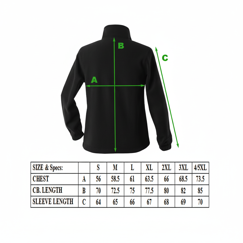 Mens Polar Fleece Full Zip Jumper Jacket Winter Warm in Black