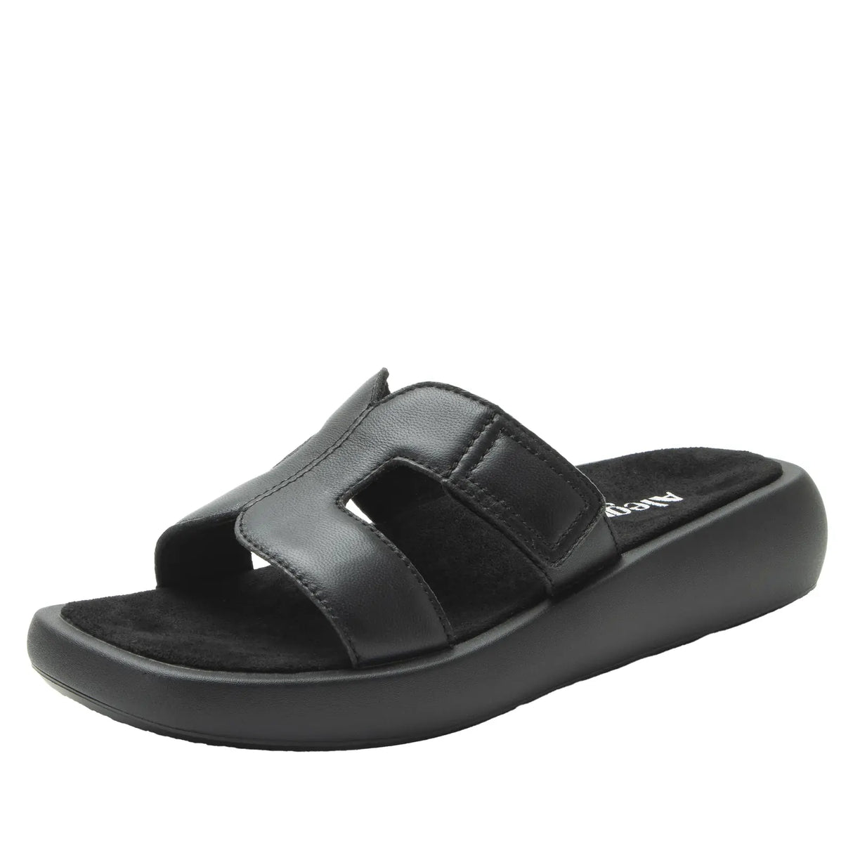 Alegria Portia Women’s Sandals Leather Adjustable Strap Comfort Slip-On in Black - EUR 42