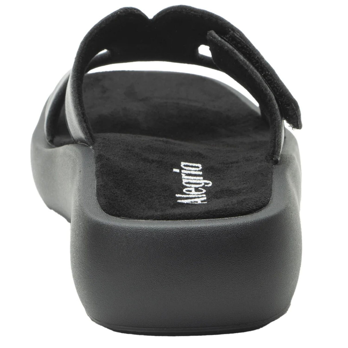 Alegria Portia Women’s Sandals Leather Adjustable Strap Comfort Slip-On in Black