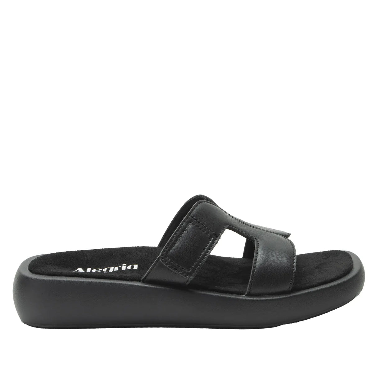 Alegria Portia Women’s Sandals Leather Adjustable Strap Comfort Slip-On in Black