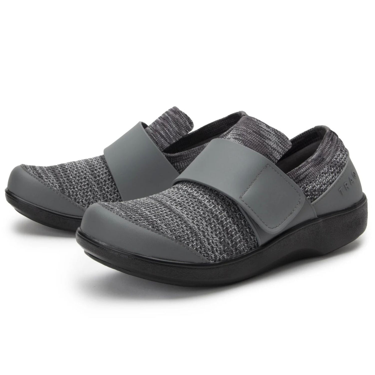 Alegria TRAQ Qwik Womens Walking Shoes Breathable Knit Slip-On in Charcoal
