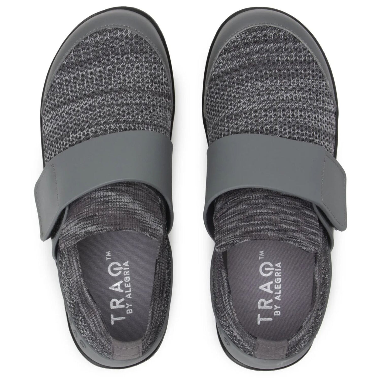 Alegria TRAQ Qwik Womens Walking Shoes Breathable Knit Slip-On in Charcoal
