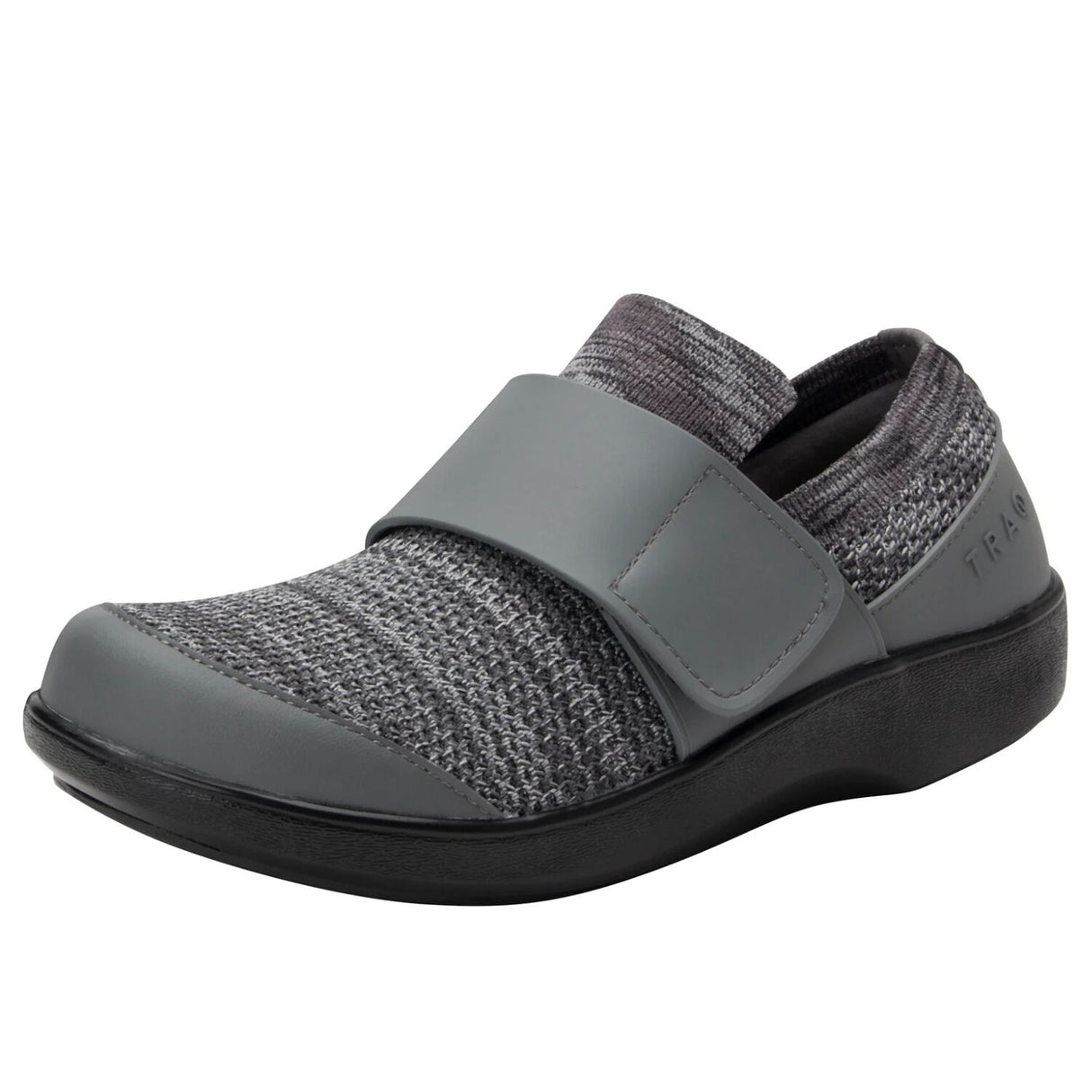 Alegria TRAQ Qwik Womens Walking Shoes Breathable Knit Slip-On in Charcoal