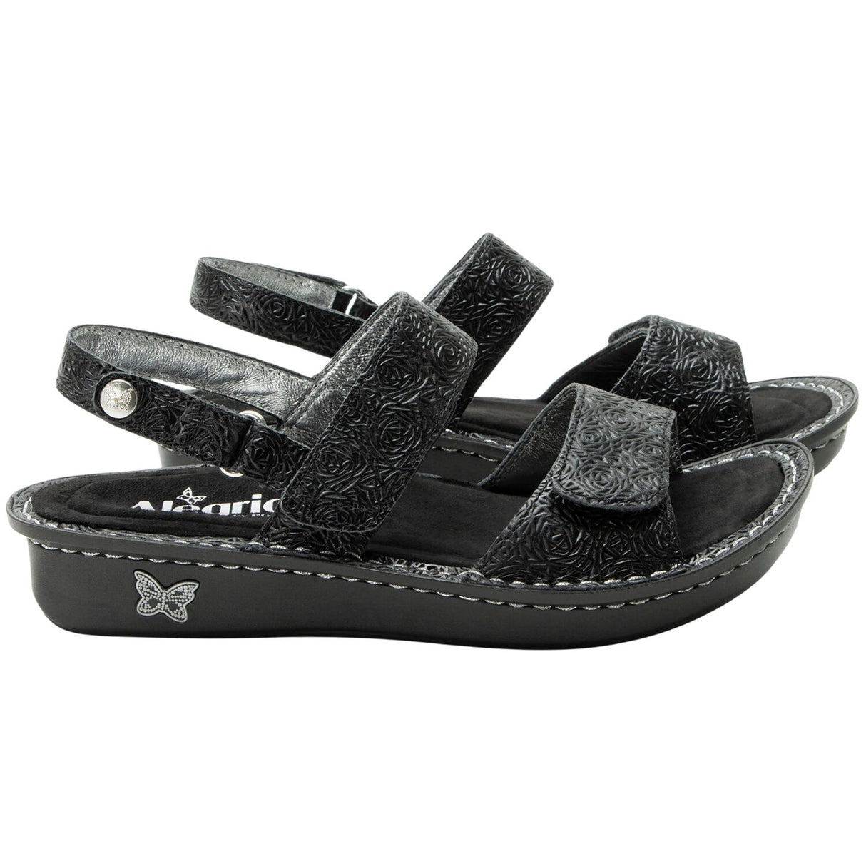 Alegria Verona Womens Leather Mini Rocker Sole Comfort Sandals in Inky