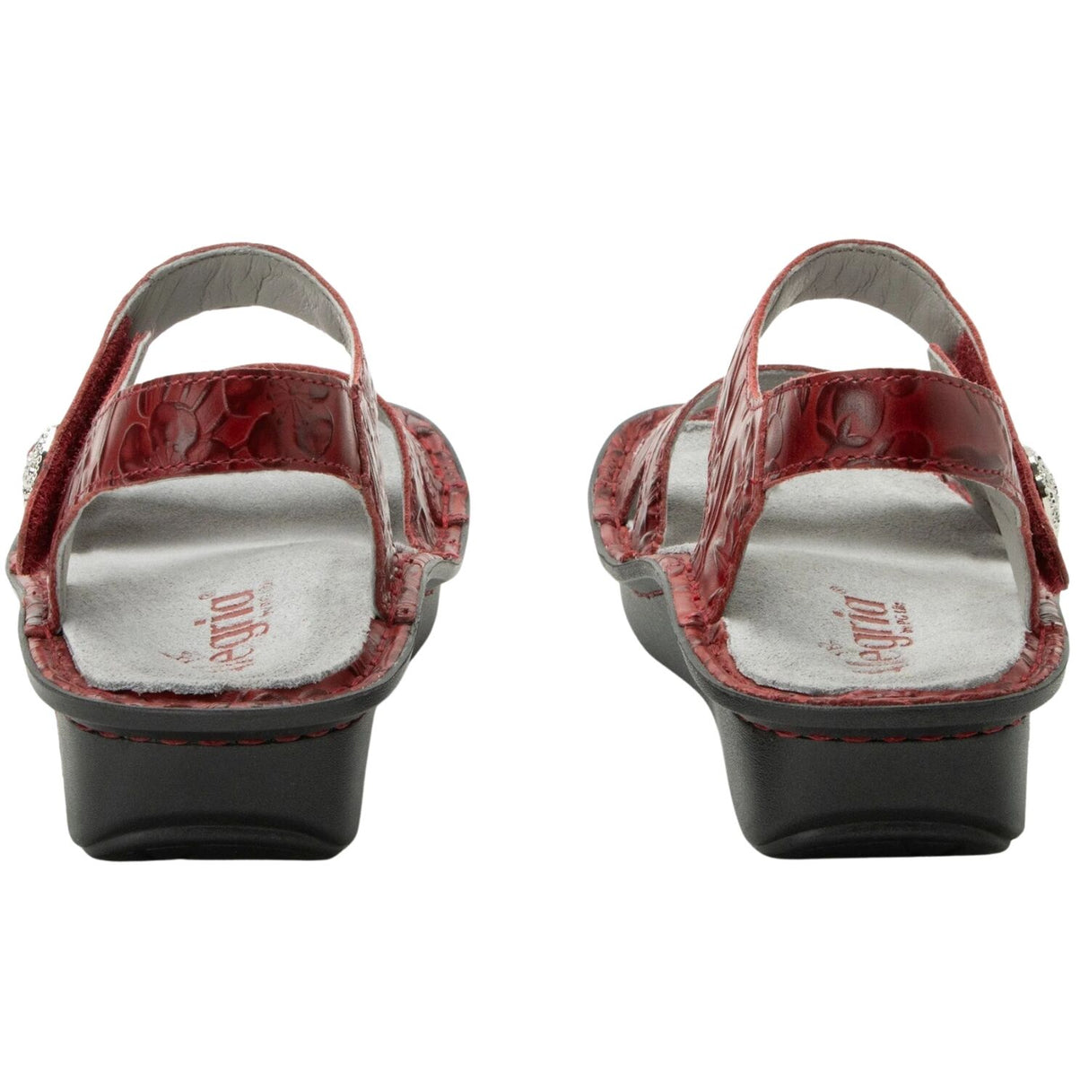 Alegria Vienna Womens Embossed Leather Slingback Sandals in Loretta Roja