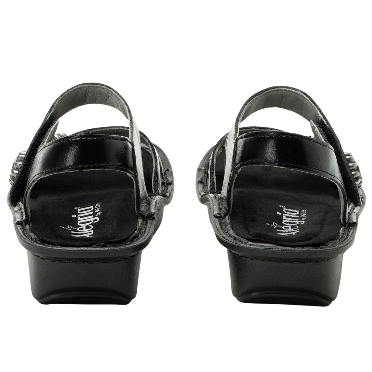 Alegria Vienna Womens Embossed Leather Slingback Sandals in Black Sapphire