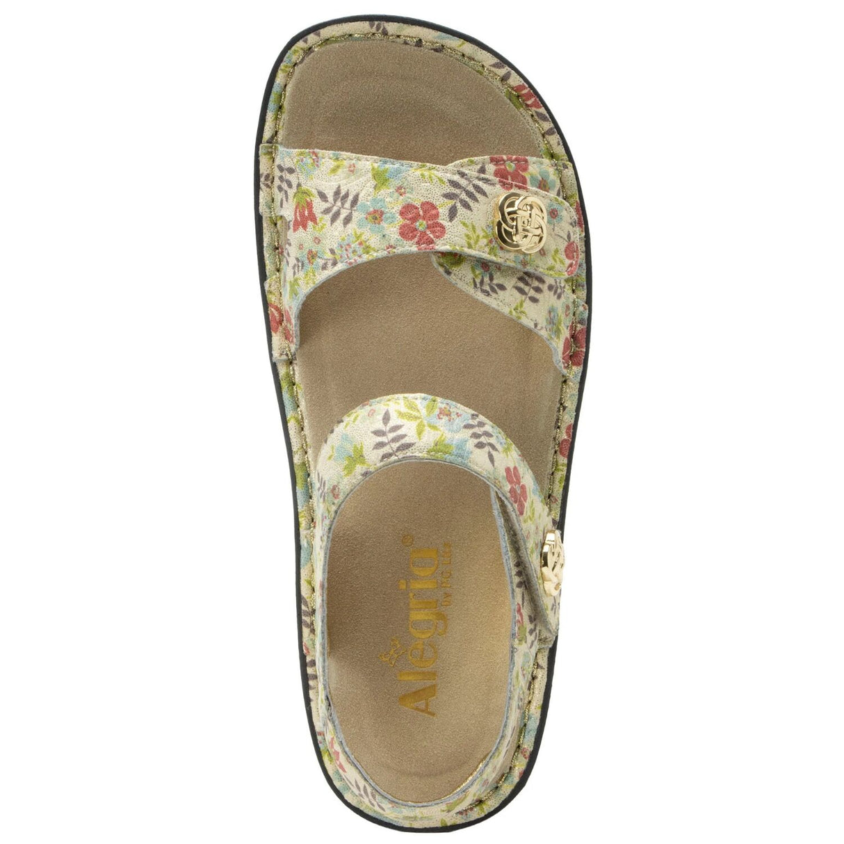 Alegria Vienna Womens Embossed Leather Slingback Sandals in Good As Gold