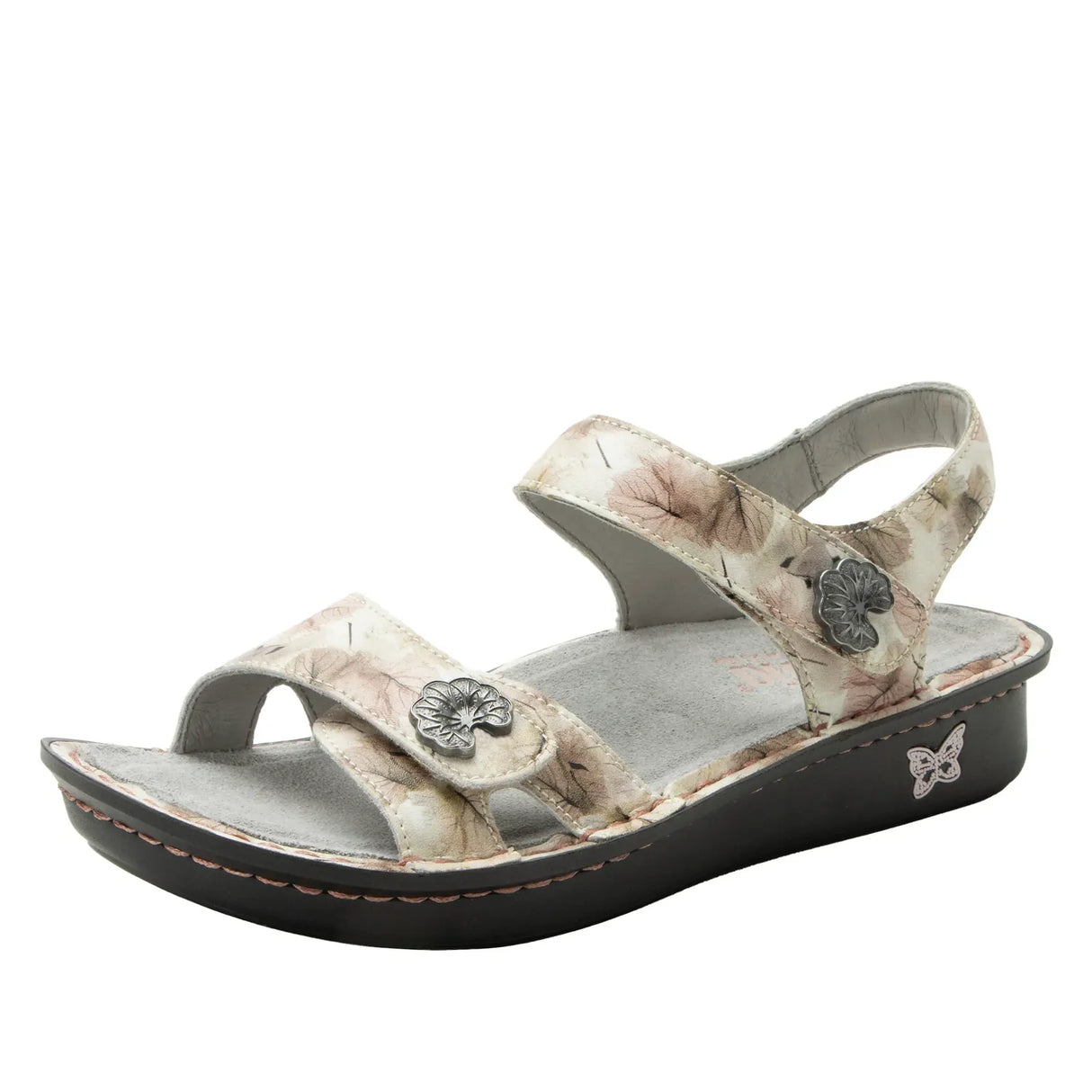 Alegria Vienna Womens Embossed Leather Slingback Sandals in Soft As I Leaf You