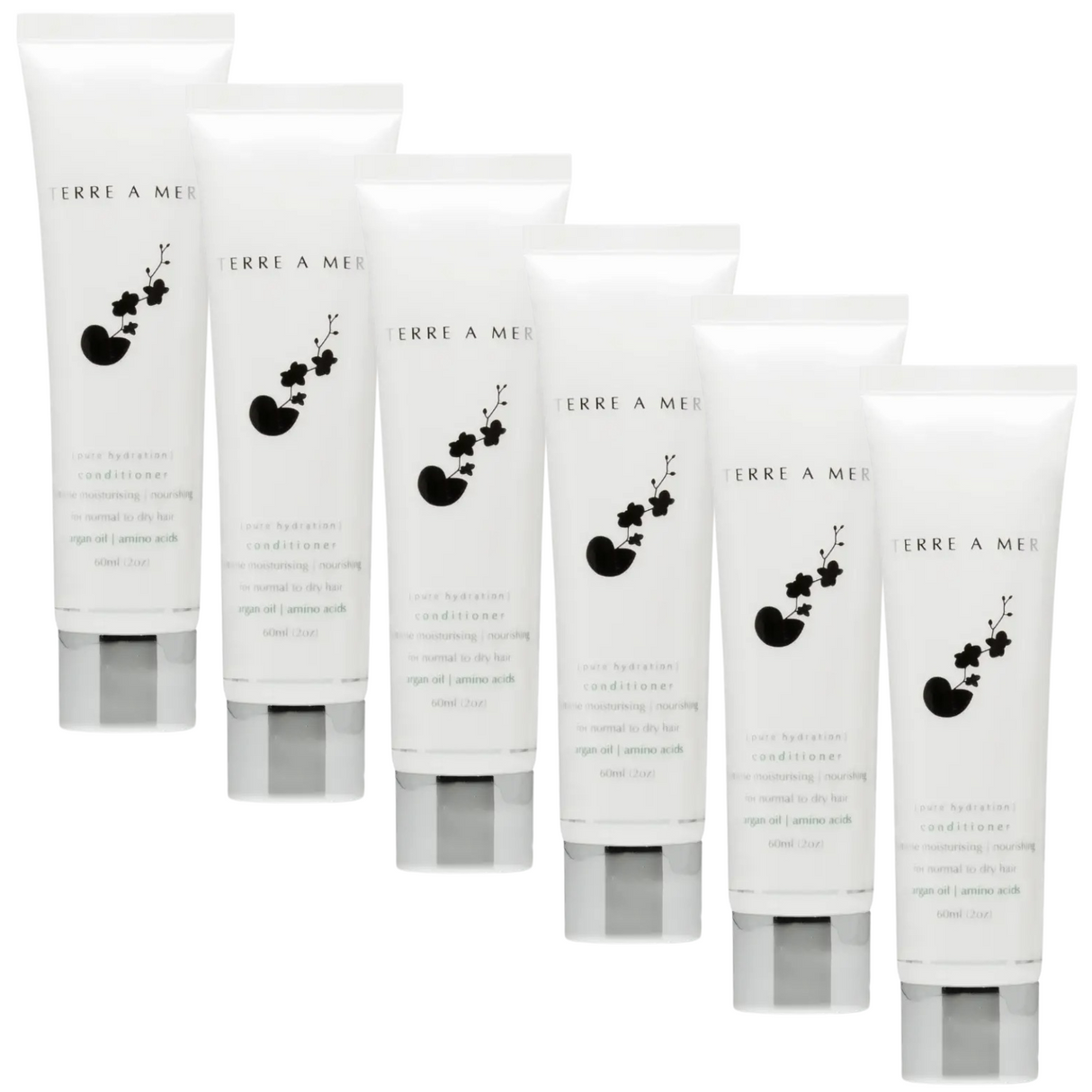 6x Terre A Mer Pure Hydration Amino Acid/Argan Conditioner - 60ml Travel Size