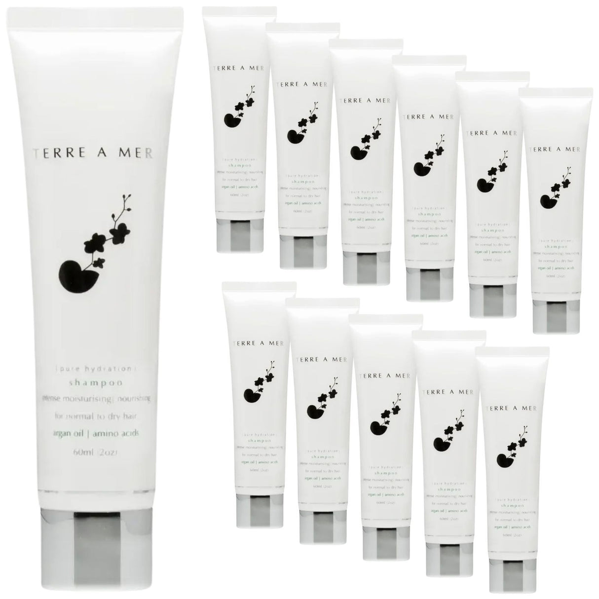 12x Terre A Mer Pure Hydration Shampoo - 60ml Travel Size