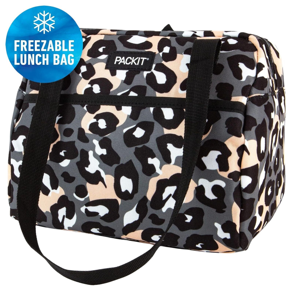 PACKIT Freezable Ice Lunch Bag Tote Food Storage Camping Travel Tiger - Wild Leopard