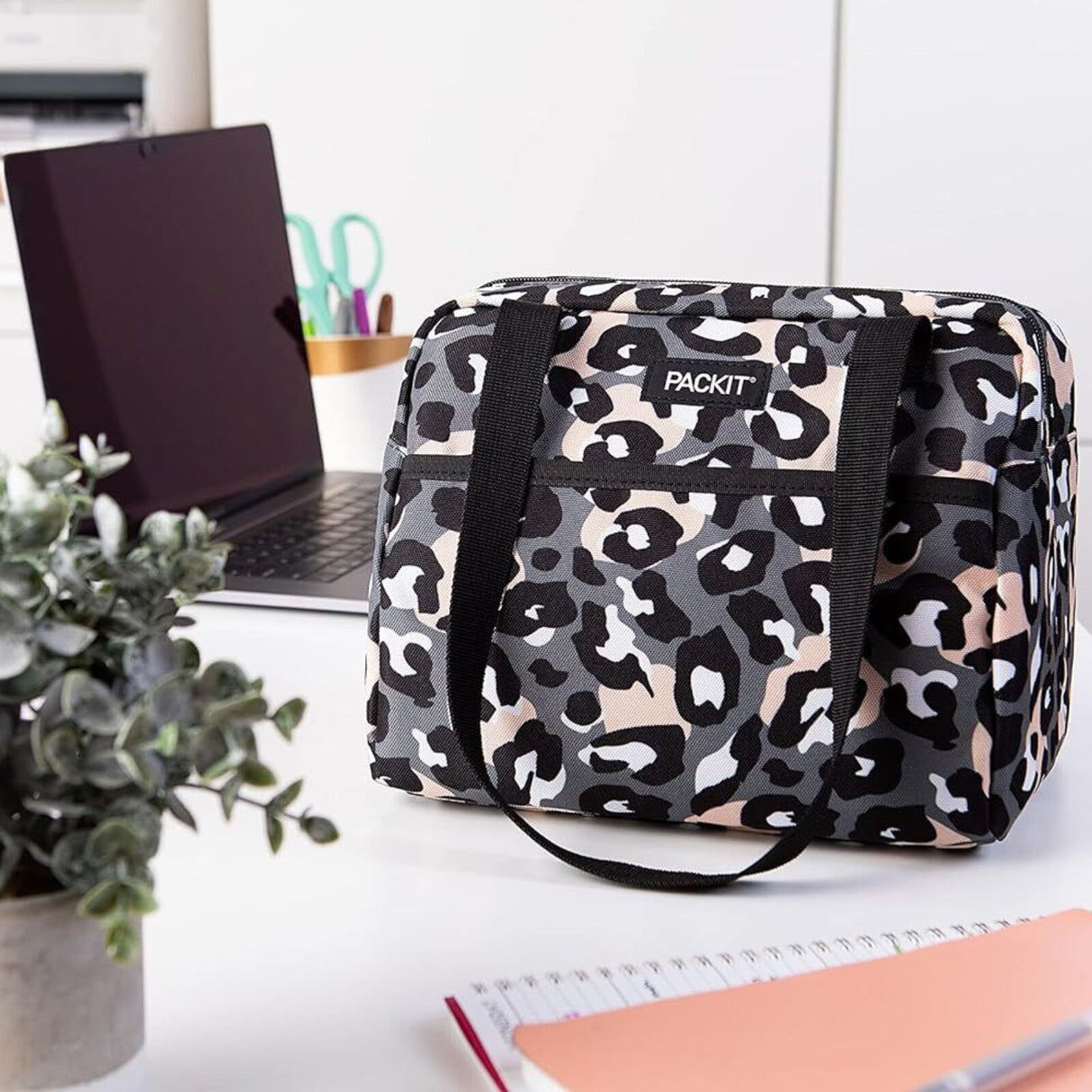 PACKIT Freezable Ice Lunch Bag Tote Food Storage Camping Travel Tiger - Wild Leopard