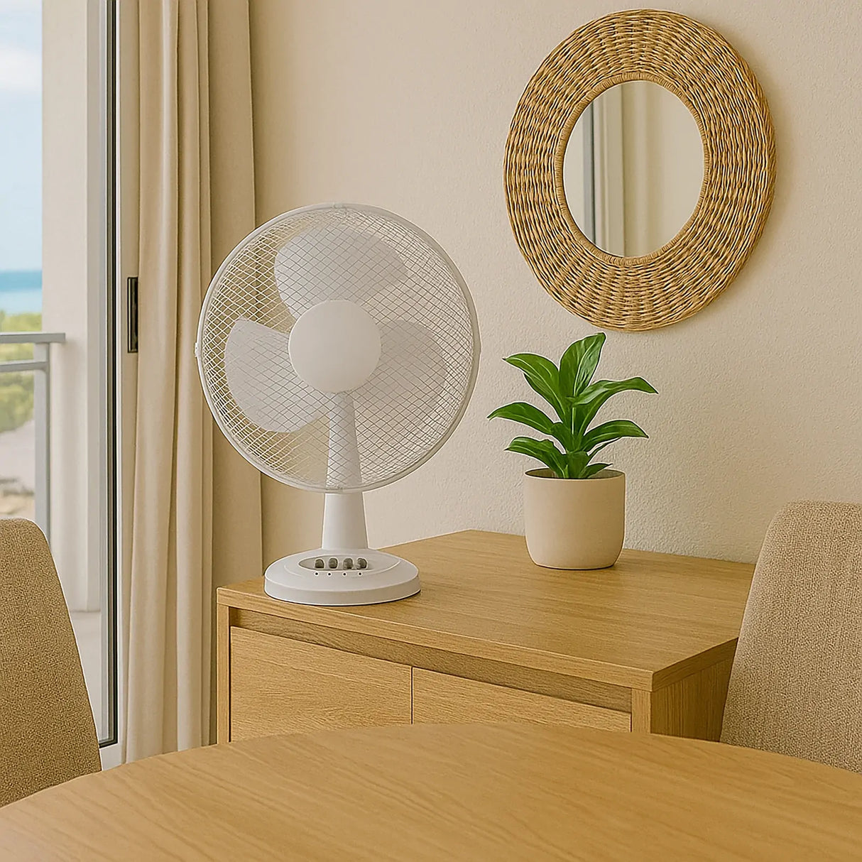 4x Sheffield 30cm Desk/Table Fan with 3 Speed Settings in White (PL705)