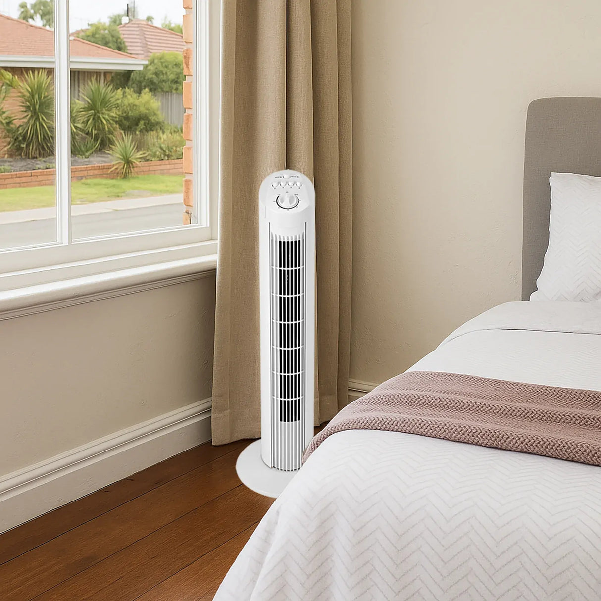 Sheffield 74cm Tower Oscillating Fan w/ 3-Speeds & Timer - White