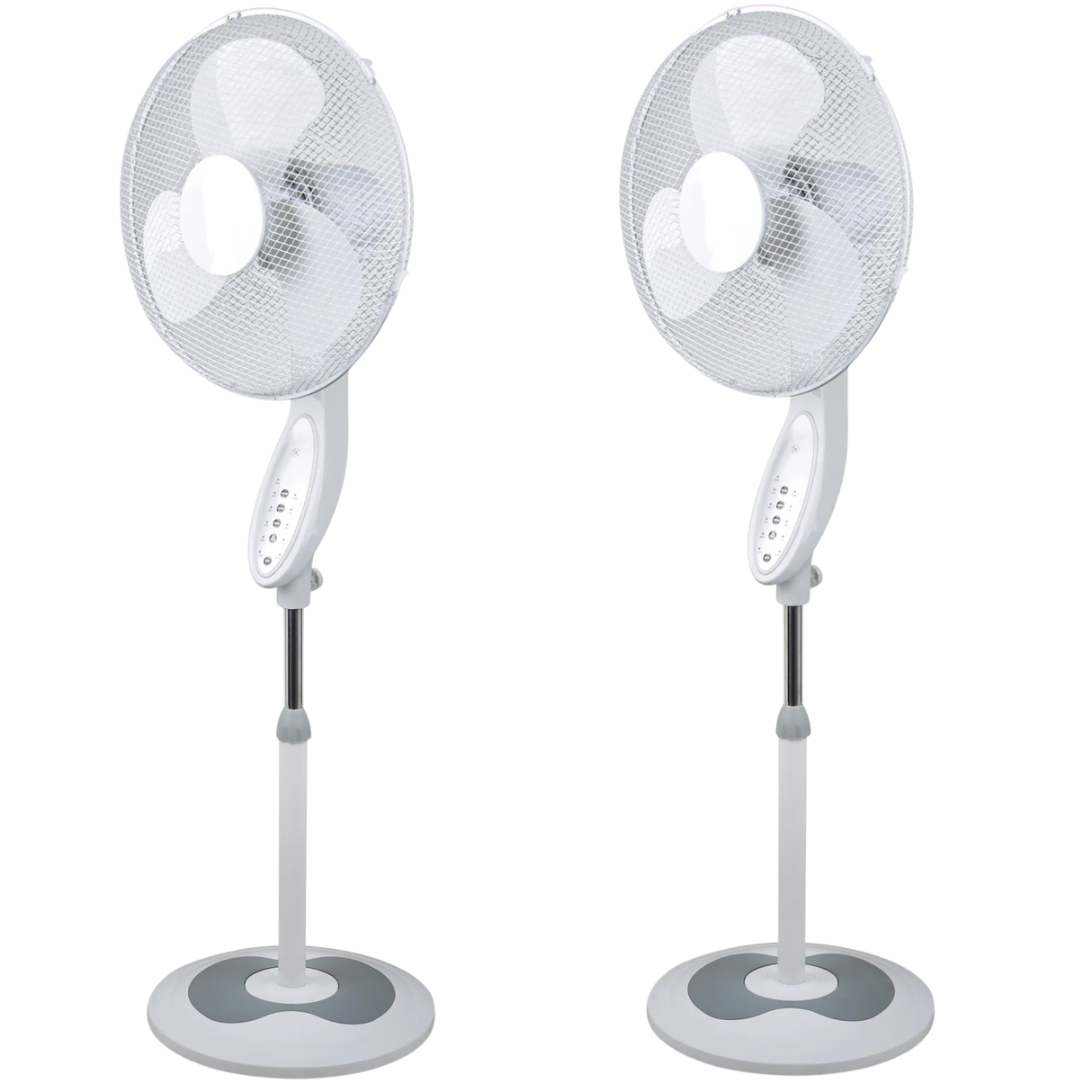 2x Sheffield Height Adjustable Pedestal Oscillating Fan w/ Remote Control - White (Self Standing)