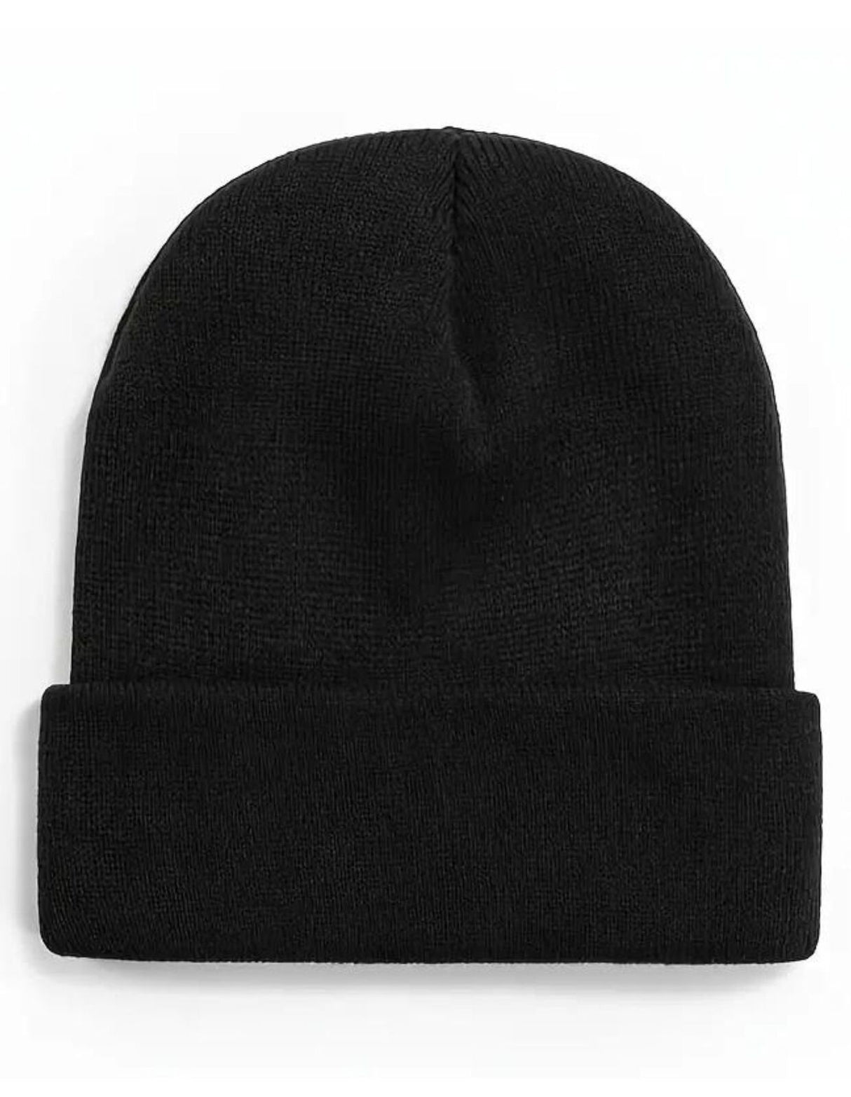 3x Black Plain Beanie Bulk Pack - Unisex Warm Winter Knit Hat (One Size)