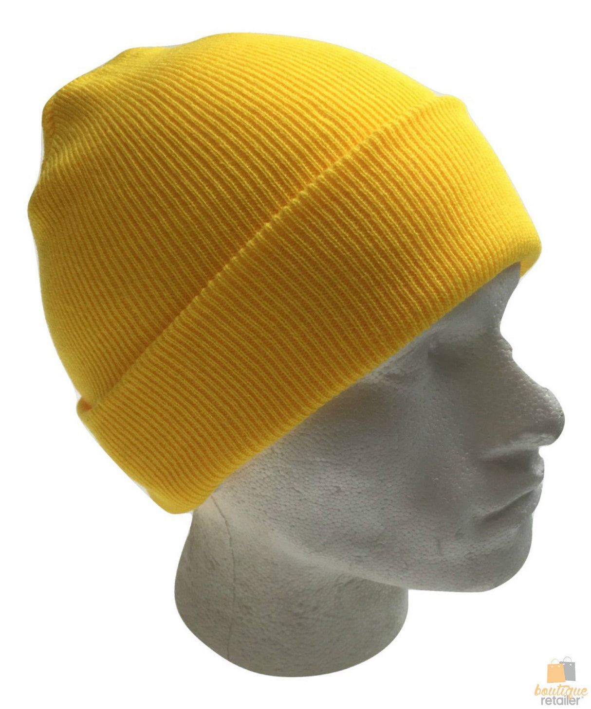 Plain Yellow Beanie - Unisex Warm Winter Knit Hat (One Size)