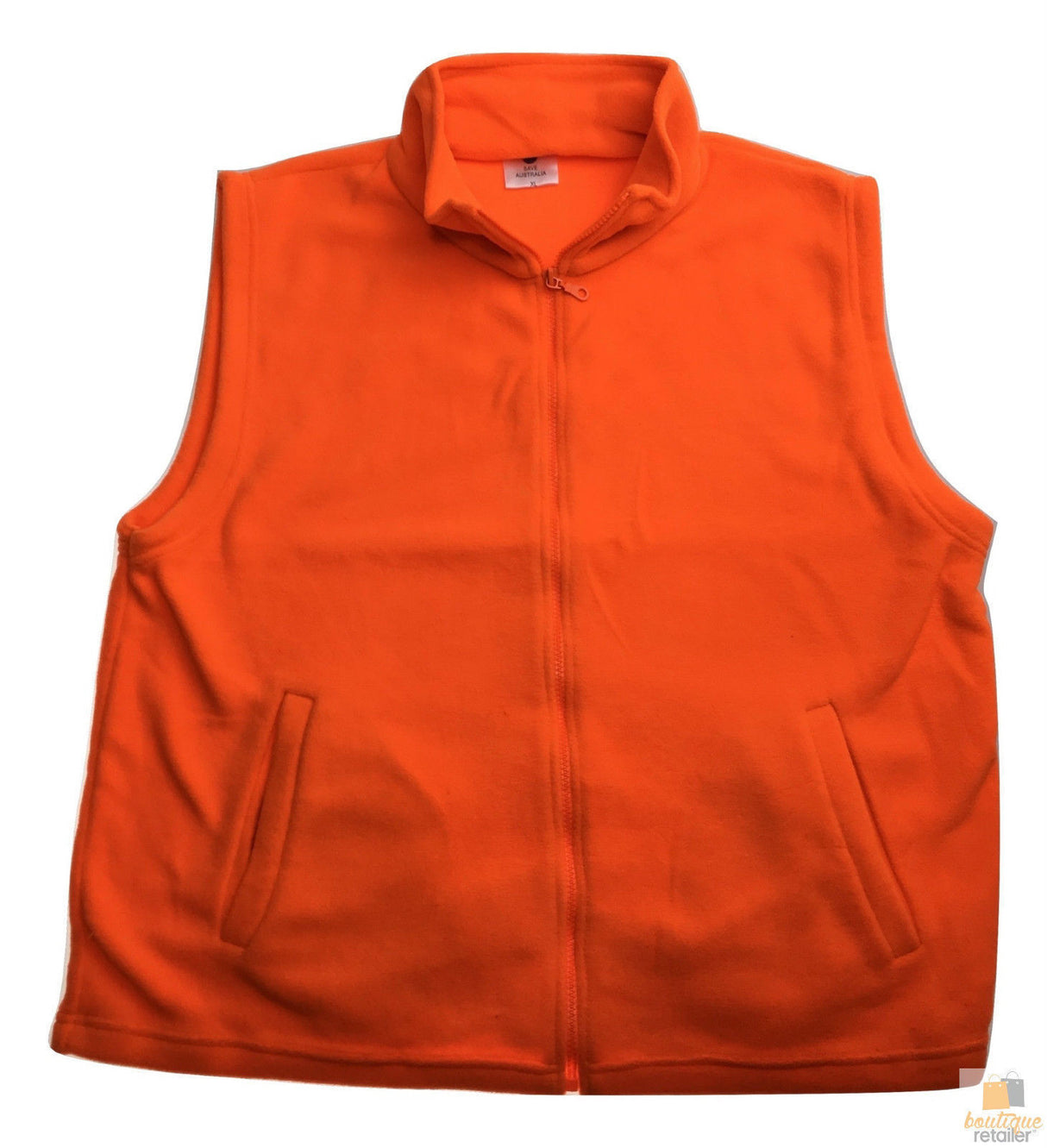 PLAIN HI VIS Polar Fleece Vest Full Zip Safety Workwear High Visibility Fleecy - Fluro Orange