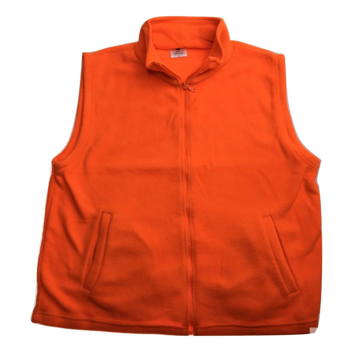 PLAIN HI VIS Polar Fleece Vest Full Zip Safety Workwear High Visibility Fleecy - Fluro Orange