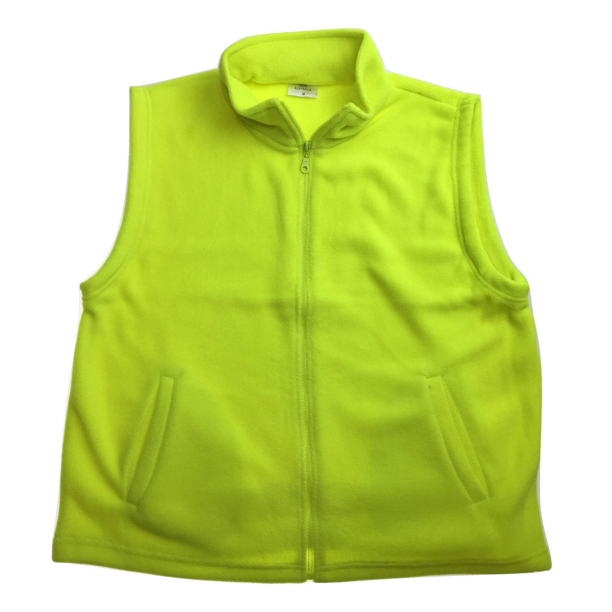 PLAIN HI VIS Polar Fleece Vest Full Zip Safety Workwear High Visibility Fleecy - Fluro Yellow