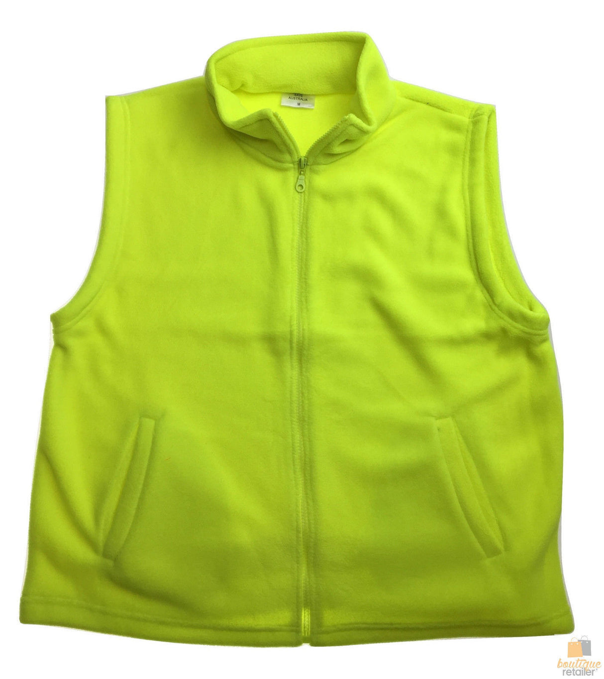PLAIN HI VIS Polar Fleece Vest Full Zip Safety Workwear High Visibility Fleecy