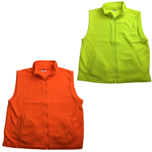 PLAIN HI VIS Polar Fleece Vest Full Zip Safety Workwear High Visibility Fleecy - Fluro Yellow