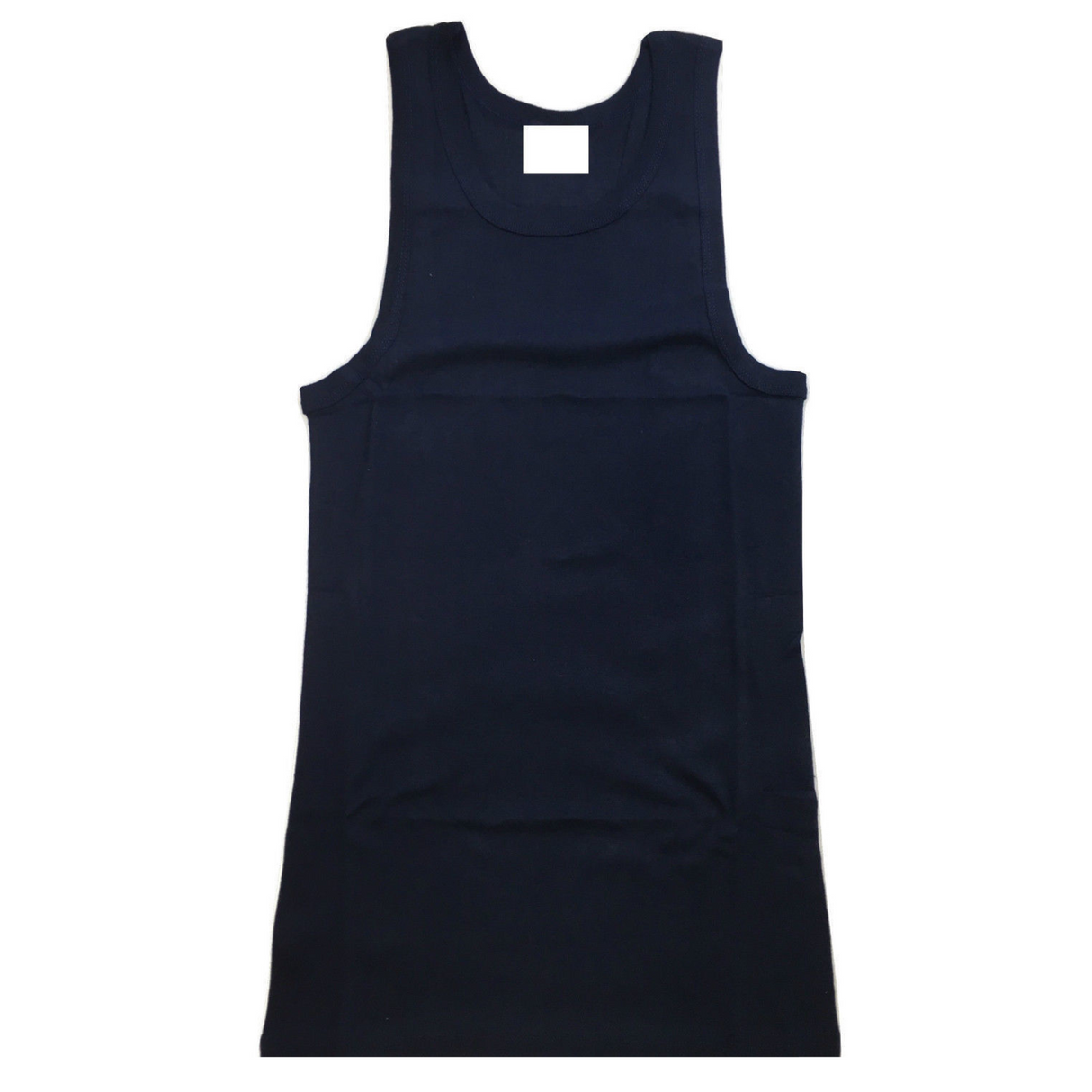 Mens 100% Cotton Plain Singlet Tank Top - Basic Slim Gym Top - Navy