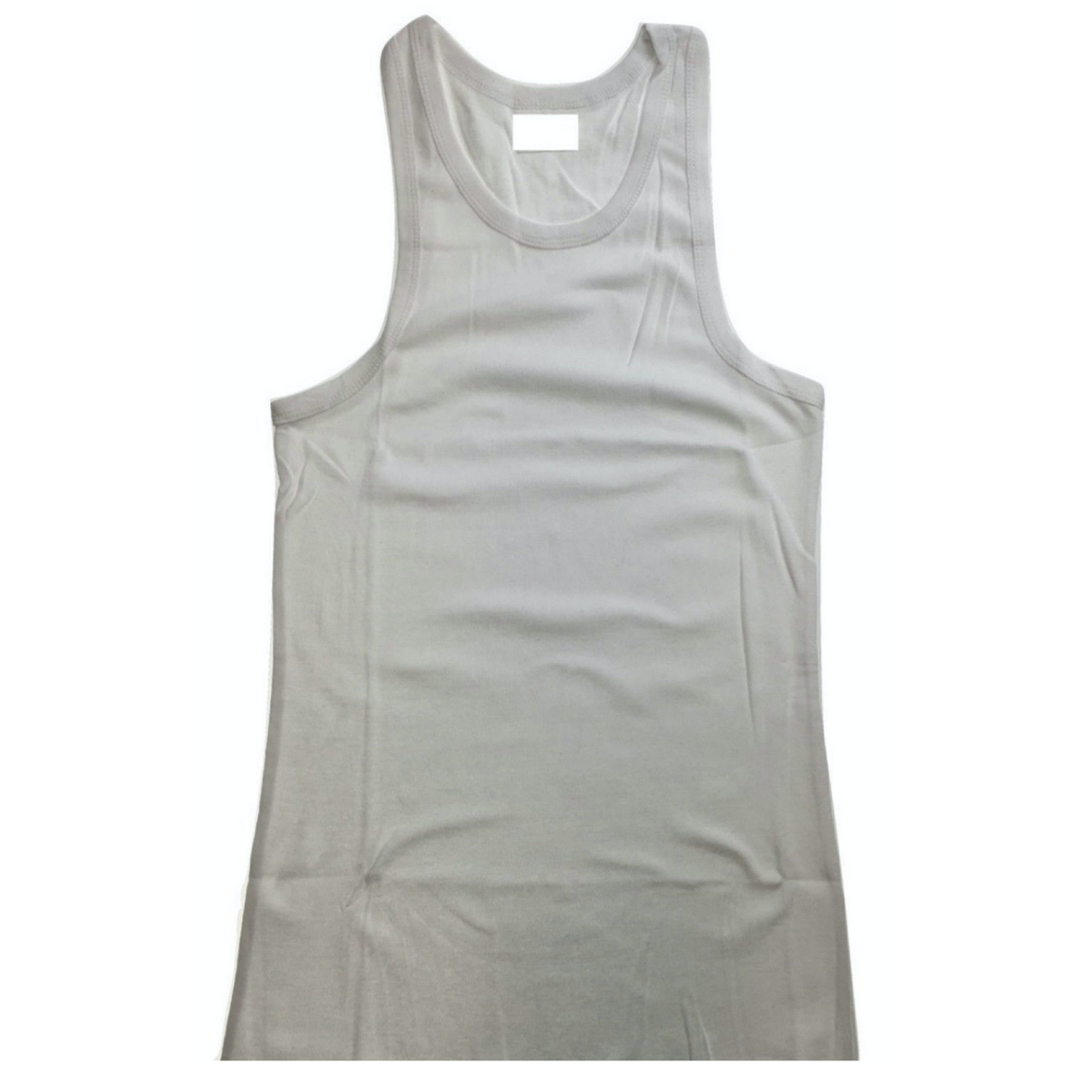 Mens 100% Cotton Plain Singlet Tank Top - Basic Slim Gym Top - White