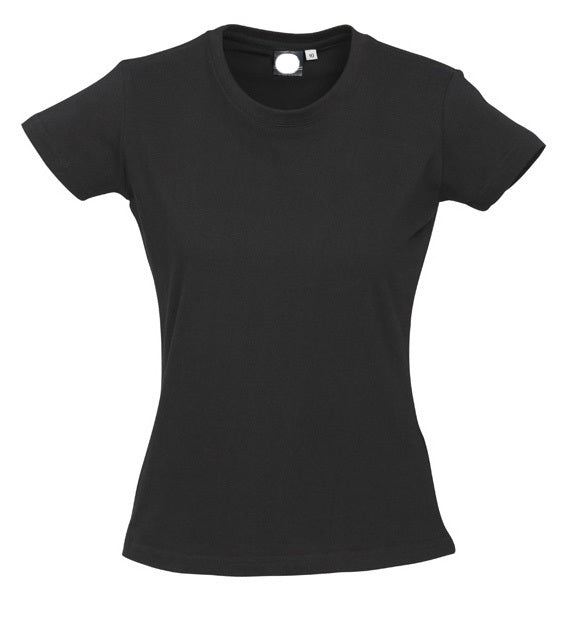 Womens PLAIN T-SHIRT 100% COTTON Tee Short Sleeve Basic Ladies Top Blank - Black - XS (8)