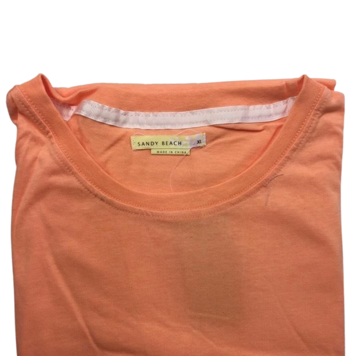 Womens PLAIN T-SHIRT 100% COTTON Tee Short Sleeve Basic Ladies Top Blank - Neon Peach - M (12)