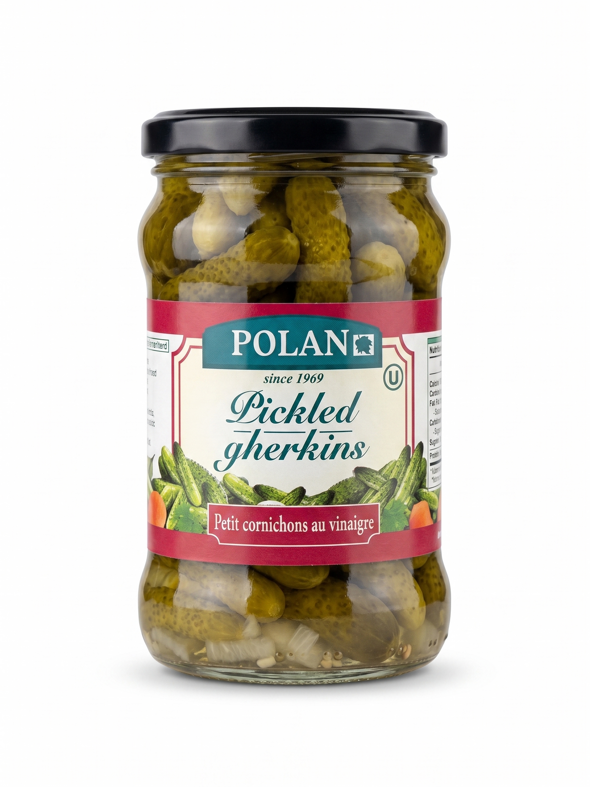 280g Polan Pickled Cucumbers Gherkins (Cornichons in Vinegar) in Glass Jar - Product of Poland