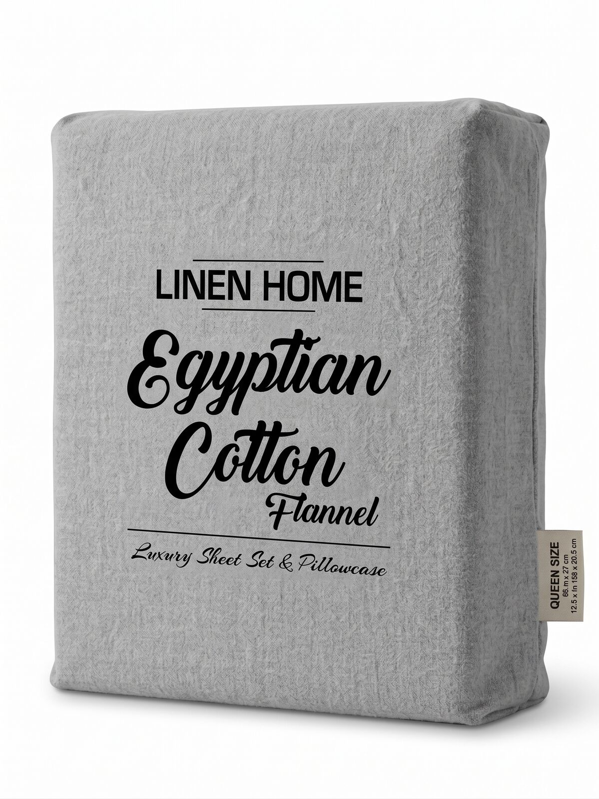 100% Egyptian Flannelette Cotton Queen Fitted Sheet Set & Pillow Cases in Plain Grey