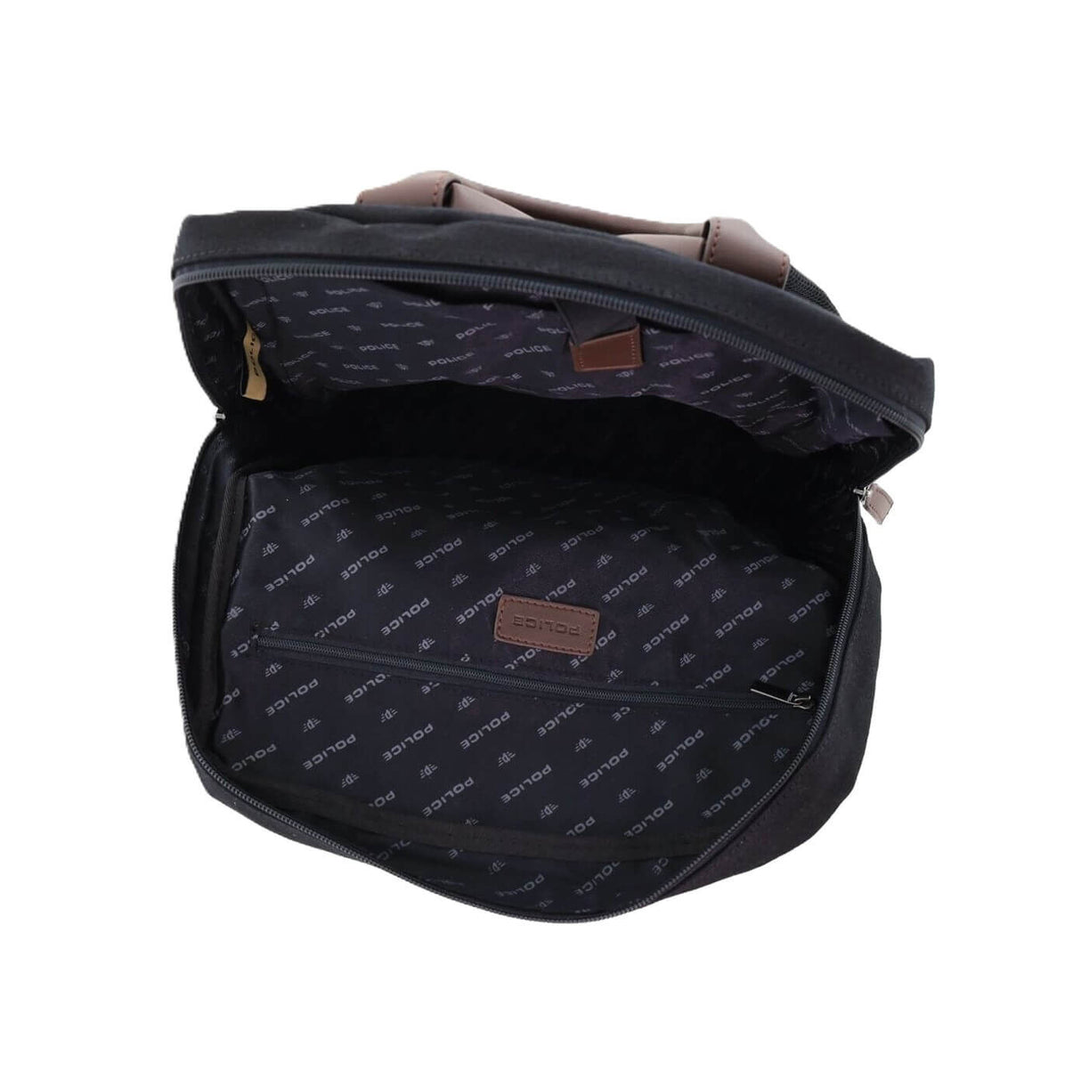 Police Wings Mens Canvas Backpack Bag with Laptop Computer Sleeve in Black
