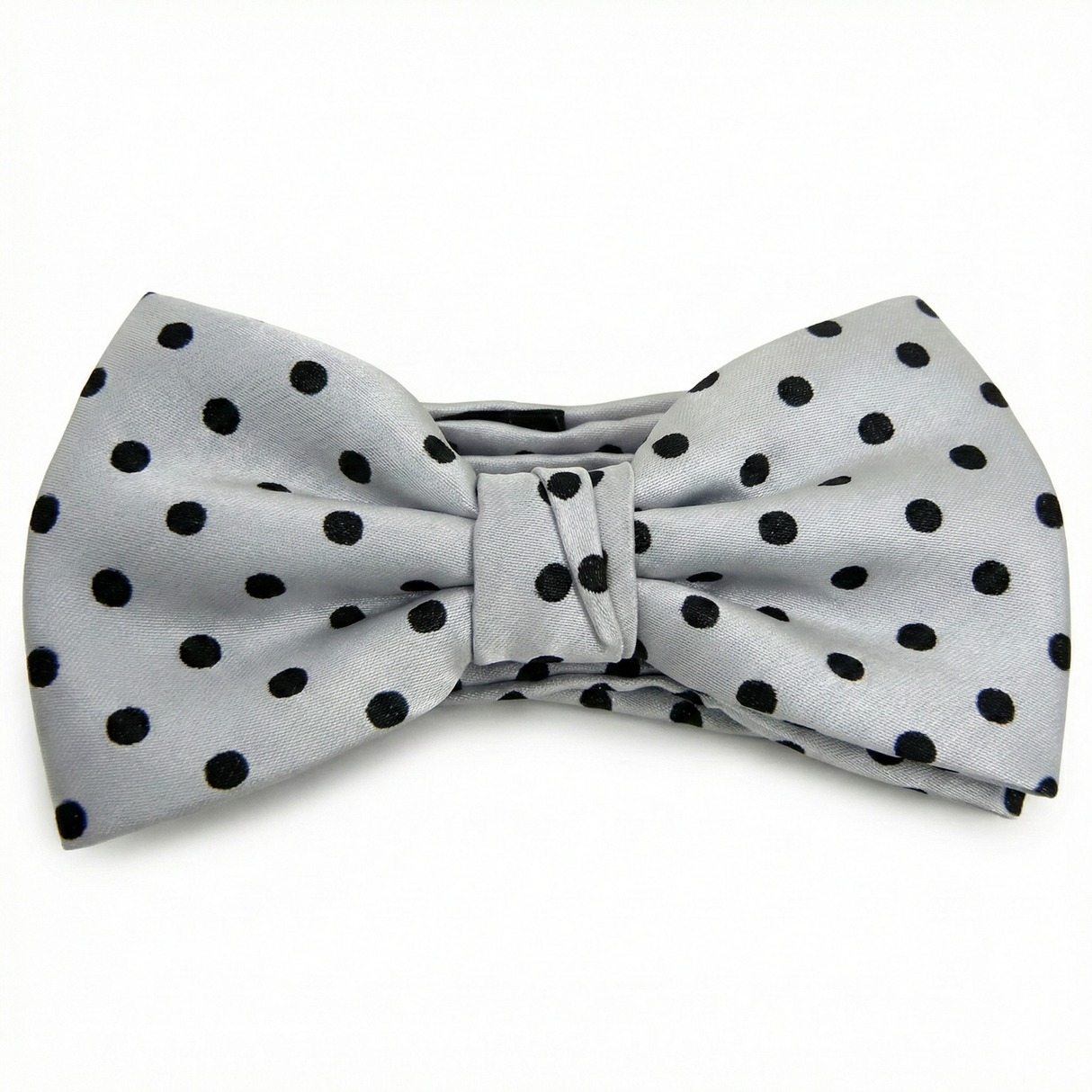 Formalaties Luxury Satin Polka Dot Hank Pocket Square & Bow Tie in Silver/Black