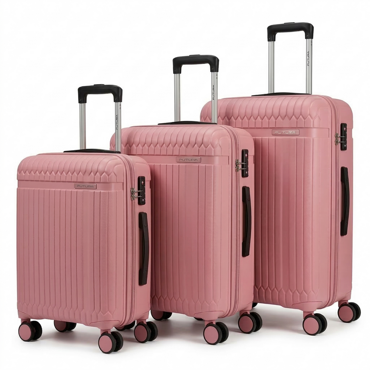 FUTURA 3pcs Set Luggage Trolley Suitcases Travel Bags 20/24/28" - Pastel Pink