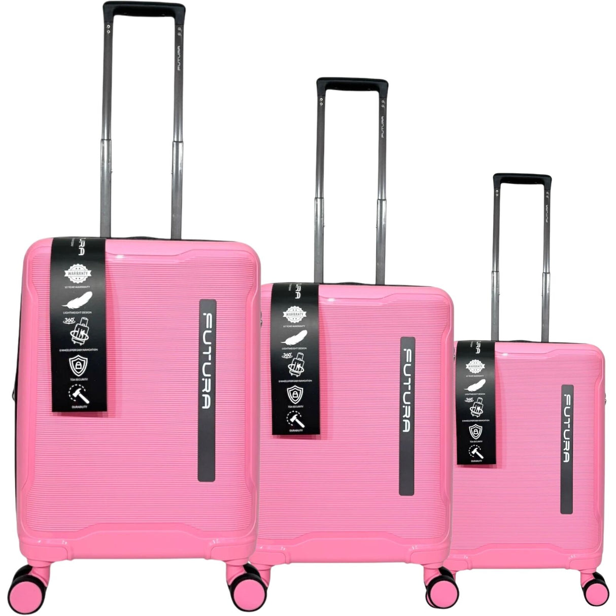 FUTURA Hardshell 3-Piece Luggage Bag Set Travel Suitcase w/ TSA Locks in Pastel Pink