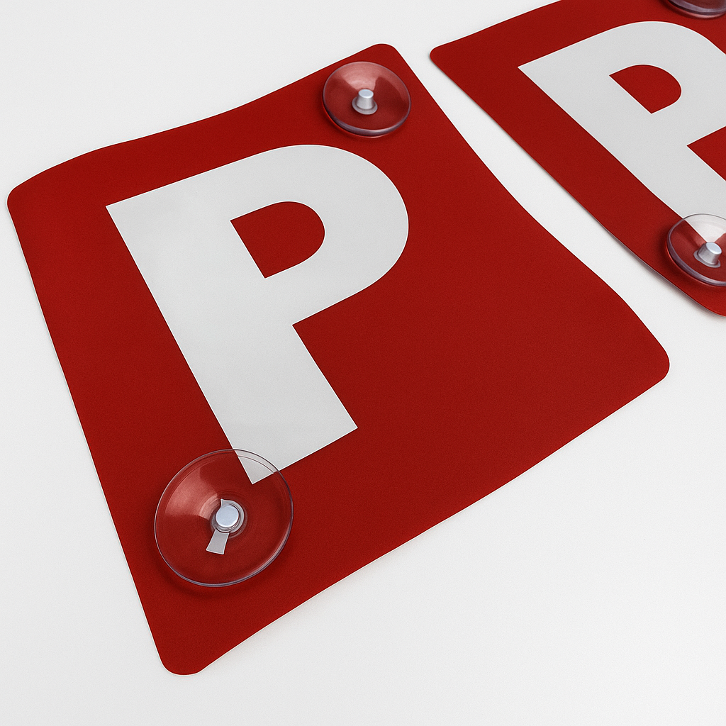 2x RED P PLATES Suction Probationary Car Window Signs for VIC/WA (Victoria & Western Australia)