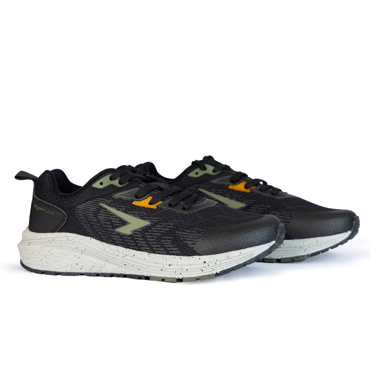 Sfida Prota Mens Lace Up Knit Runners - Black/Khaki (Running Shoes/Sneakers)