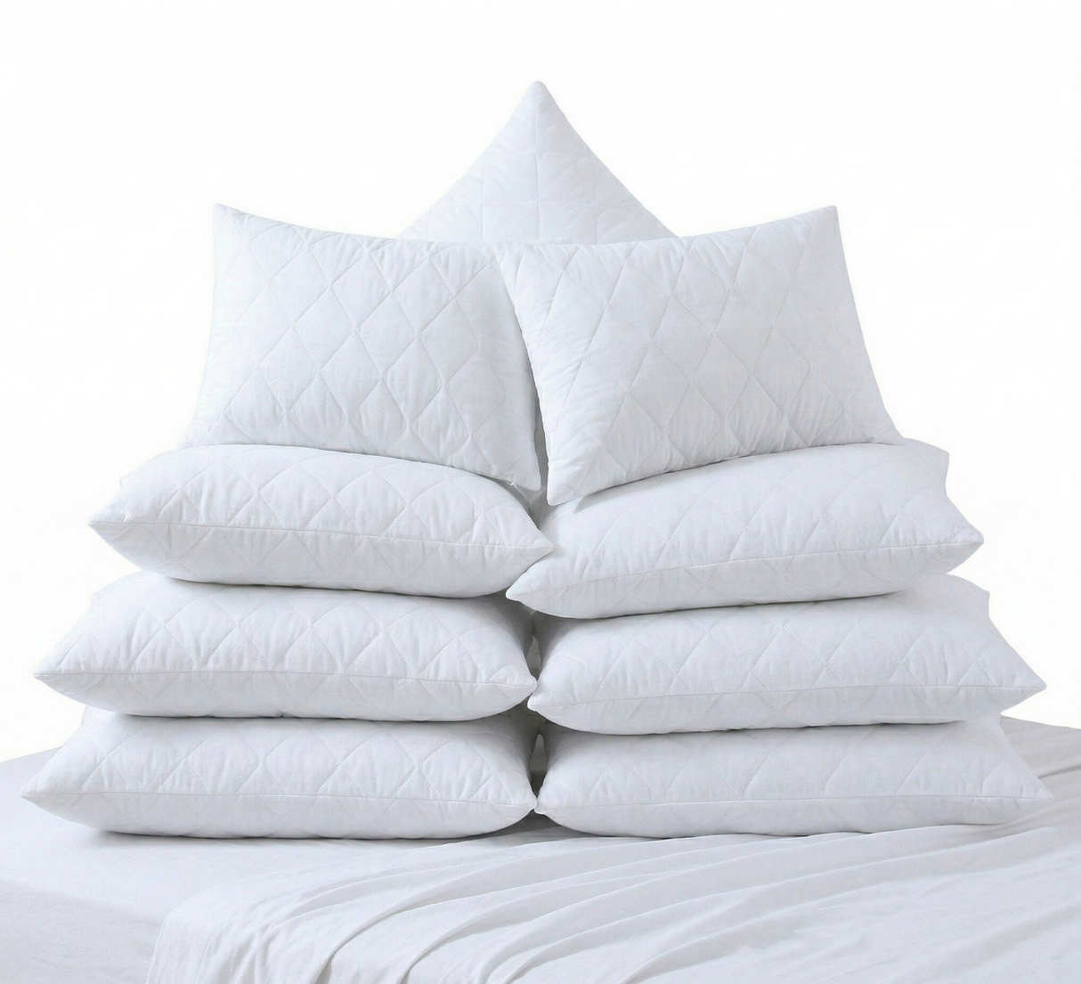 10x White Quilted Cotton Pillow Protector Bulk Pack - Breathable Slip Case - 48x74cm