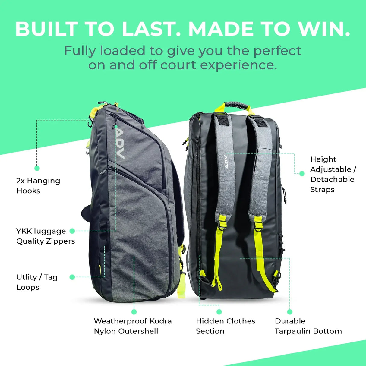 ADV Pro V3 Tennis Bag 6 Racquet Duffle in Volt Charcoal