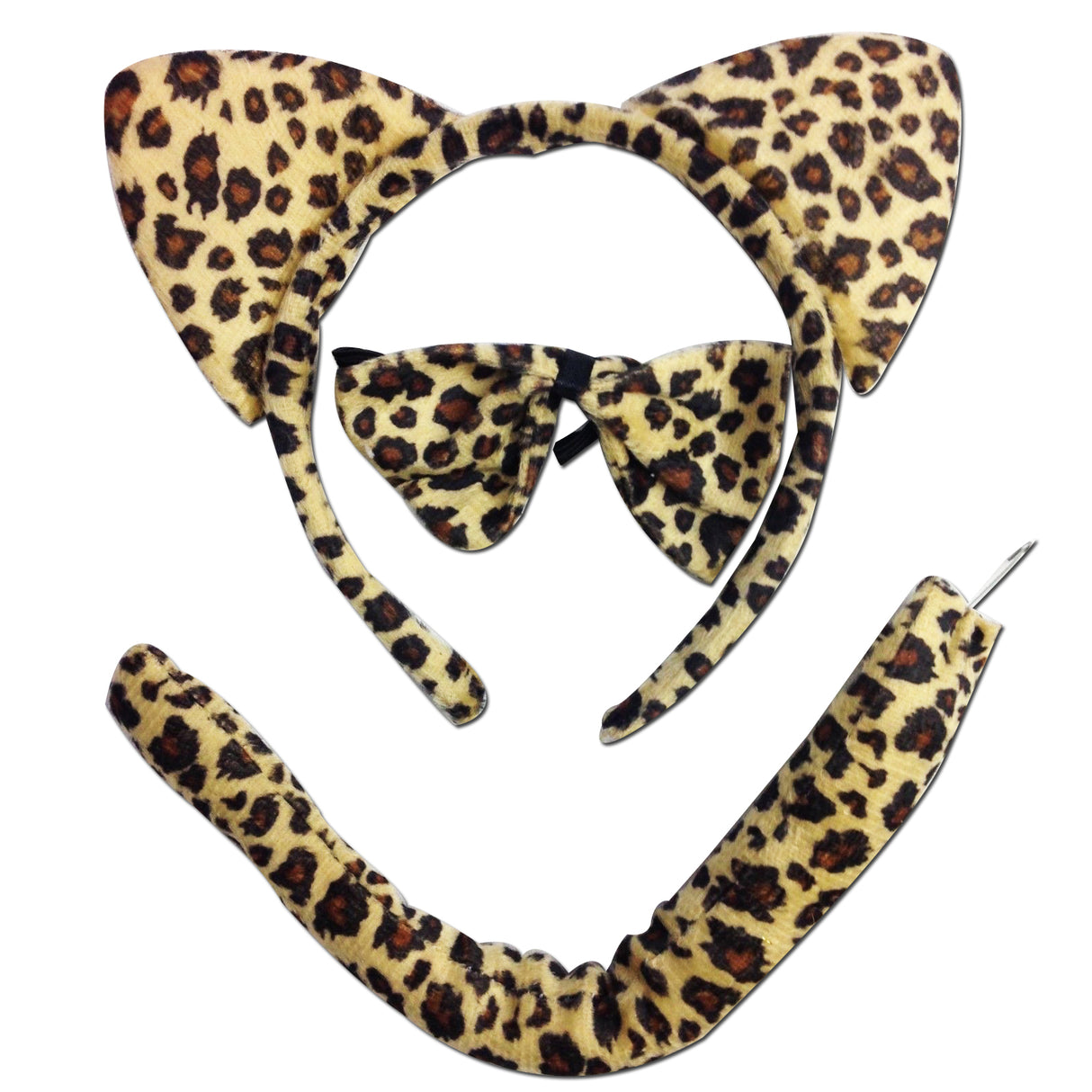 3pcs LEOPARD SET Costume Party Kit Fancy Dress Halloween Tail Ears Bow Tie Unisex